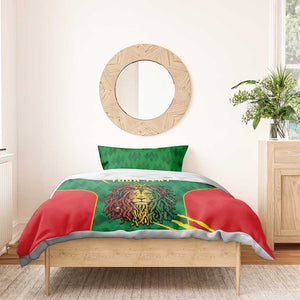 Personalised Ethiopia Bedding Set Men's Dreadlock Rasta Lion Headphones