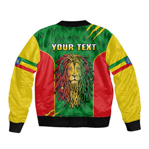 Personalised Ethiopia Bomber Jacket Men's Dreadlock Rasta Lion Headphones