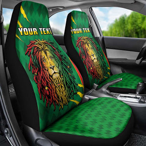 Personalised Ethiopia Car Seat Cover Men's Dreadlock Rasta Lion Headphones