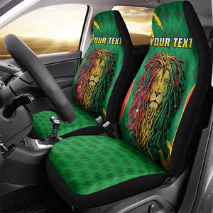 Personalised Ethiopia Car Seat Cover Men's Dreadlock Rasta Lion Headphones