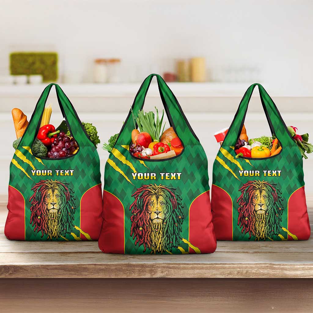Personalised Ethiopia Grocery Bag Men's Dreadlock Rasta Lion Headphones