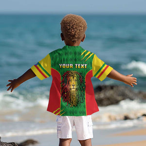 Personalised Ethiopia Kid Hawaiian Shirt Men's Dreadlock Rasta Lion Headphones