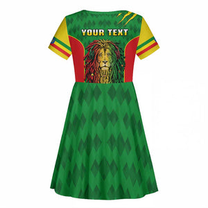 Personalised Ethiopia Kid Short Sleeve Dress Men's Dreadlock Rasta Lion Headphones