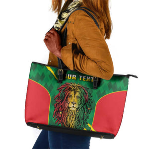 Personalised Ethiopia Leather Tote Bag Men's Dreadlock Rasta Lion Headphones