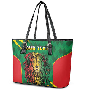 Personalised Ethiopia Leather Tote Bag Men's Dreadlock Rasta Lion Headphones