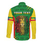 Personalised Ethiopia Long Sleeve Button Shirt Men's Dreadlock Rasta Lion Headphones