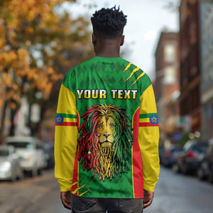 Personalised Ethiopia Long Sleeve Shirt Men's Dreadlock Rasta Lion Headphones LT14