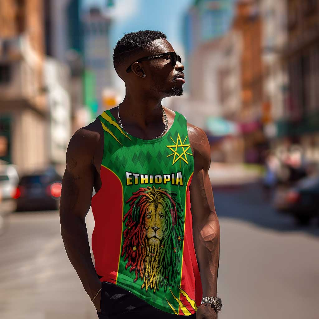 Personalised Ethiopia Men Tank Top Men's Dreadlock Rasta Lion Headphones