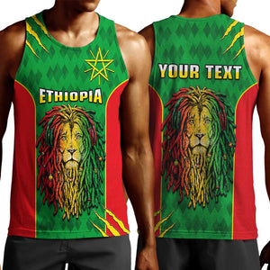 Personalised Ethiopia Men Tank Top Men's Dreadlock Rasta Lion Headphones