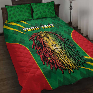 Personalised Ethiopia Quilt Bed Set Men's Dreadlock Rasta Lion Headphones