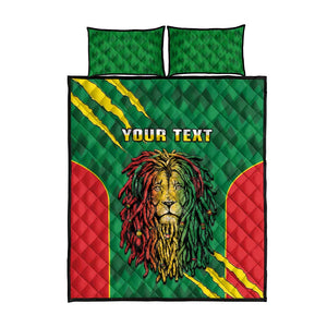 Personalised Ethiopia Quilt Bed Set Men's Dreadlock Rasta Lion Headphones