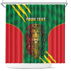 Personalised Ethiopia Shower Curtain Men's Dreadlock Rasta Lion Headphones