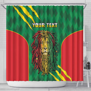 Personalised Ethiopia Shower Curtain Men's Dreadlock Rasta Lion Headphones