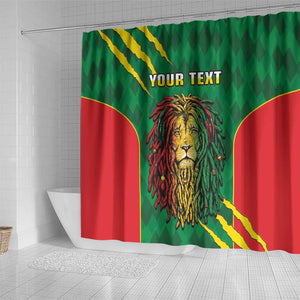 Personalised Ethiopia Shower Curtain Men's Dreadlock Rasta Lion Headphones