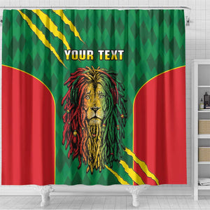 Personalised Ethiopia Shower Curtain Men's Dreadlock Rasta Lion Headphones