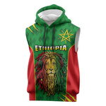 Personalised Ethiopia Sleeveless Hoodie Men's Dreadlock Rasta Lion Headphones - African Pride