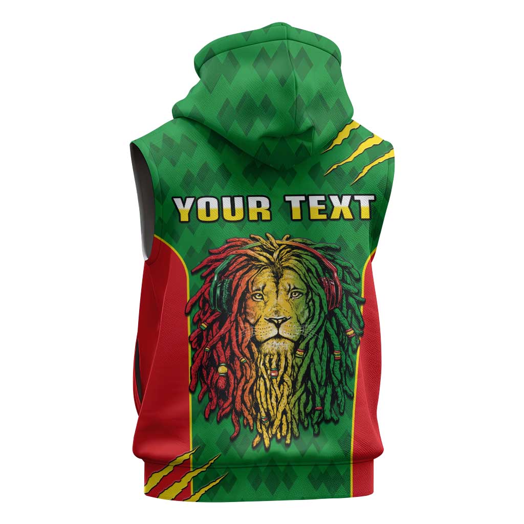 Personalised Ethiopia Sleeveless Hoodie Men's Dreadlock Rasta Lion Headphones - African Pride