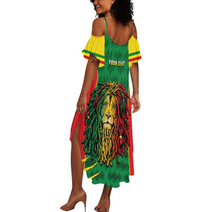 Personalised Ethiopia Summer Maxi Dress Men's Dreadlock Rasta Lion Headphones