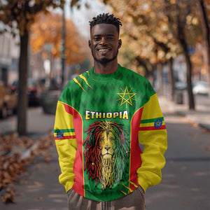 Personalised Ethiopia Sweatshirt Men's Dreadlock Rasta Lion Headphones