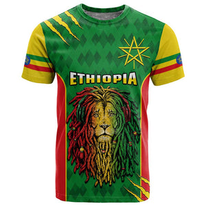 Personalised Ethiopia T shirt Men's Dreadlock Rasta Lion Headphones