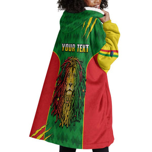 Personalised Ethiopia Wearable Blanket Hoodie Men's Dreadlock Rasta Lion Headphones