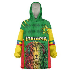 Personalised Ethiopia Wearable Blanket Hoodie Men's Dreadlock Rasta Lion Headphones