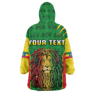 Personalised Ethiopia Wearable Blanket Hoodie Men's Dreadlock Rasta Lion Headphones