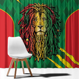 Personalised Ethiopia Window Curtain Men's Dreadlock Rasta Lion Headphones