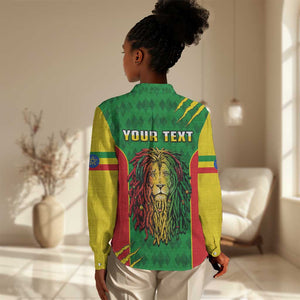 Personalised Ethiopia Women Casual Shirt Men's Dreadlock Rasta Lion Headphones