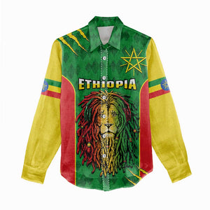 Personalised Ethiopia Women Casual Shirt Men's Dreadlock Rasta Lion Headphones