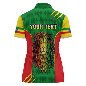 Personalised Ethiopia Women Polo Shirt Men's Dreadlock Rasta Lion Headphones