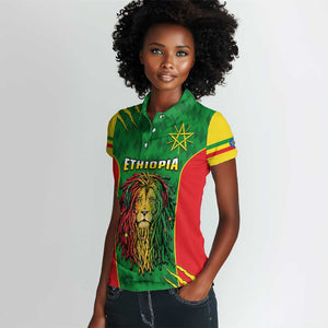 Personalised Ethiopia Women Polo Shirt Men's Dreadlock Rasta Lion Headphones