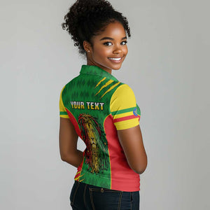 Personalised Ethiopia Women Polo Shirt Men's Dreadlock Rasta Lion Headphones