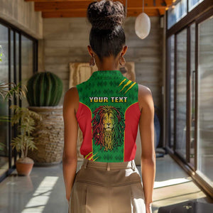 Personalised Ethiopia Women Sleeveless Polo Shirt Men's Dreadlock Rasta Lion Headphones