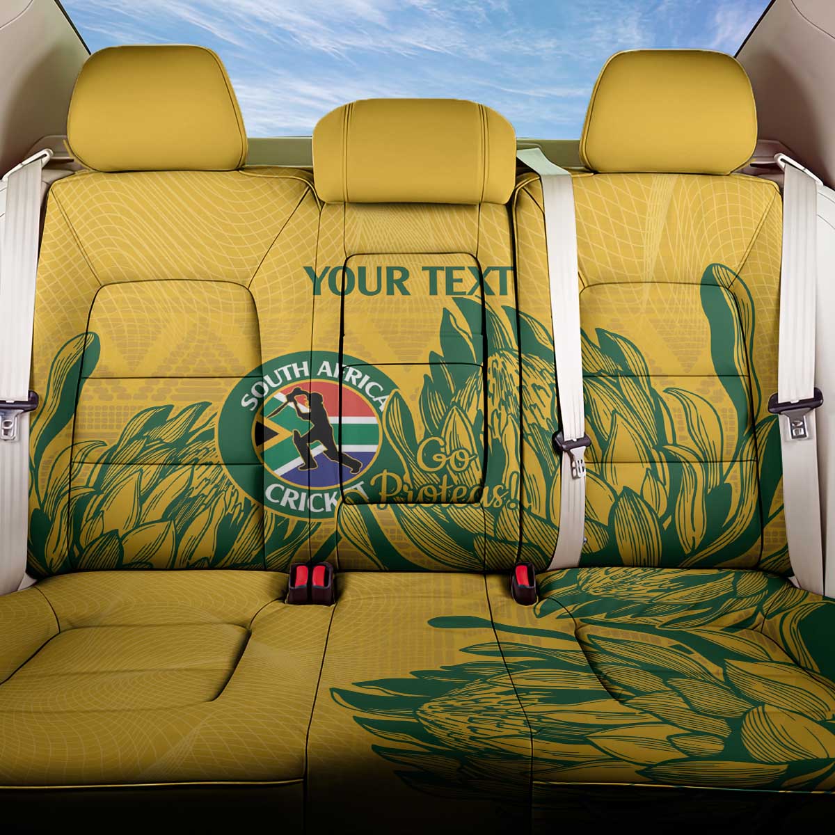 Custom South Africa Cricket Back Car Seat Cover 2024 African Pattern Go Proteas