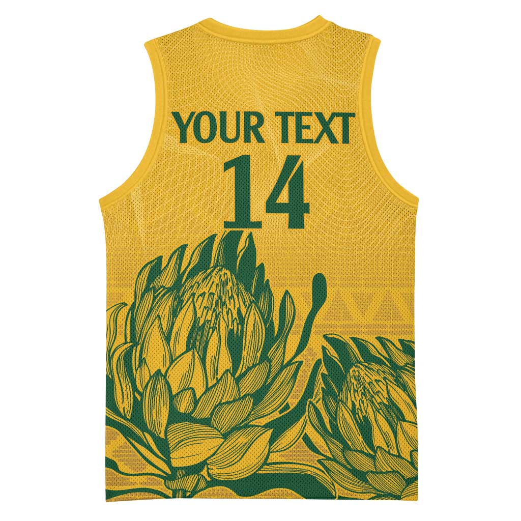 Custom South Africa Cricket Basketball Jersey 2024 African Pattern Go Proteas LT14