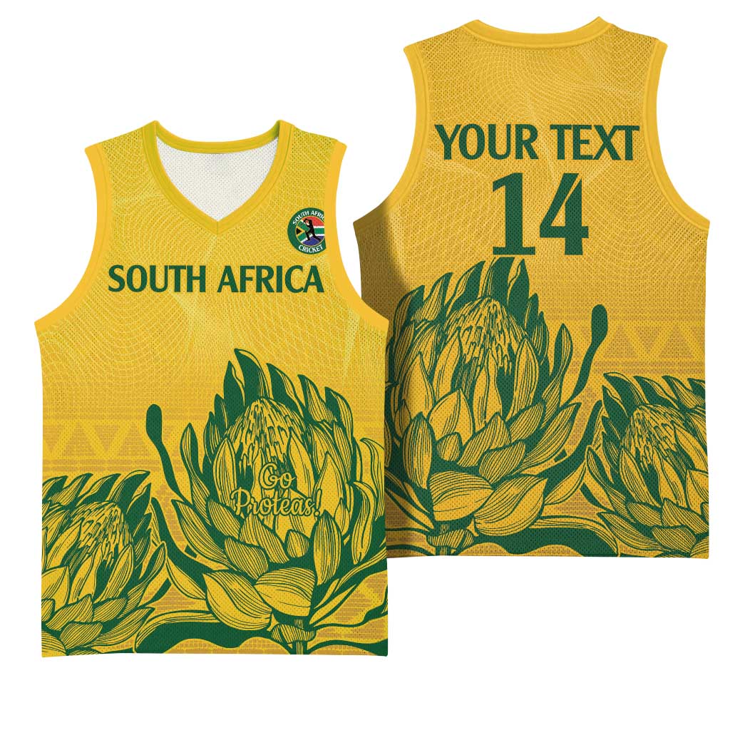 Custom South Africa Cricket Basketball Jersey 2024 African Pattern Go Proteas LT14