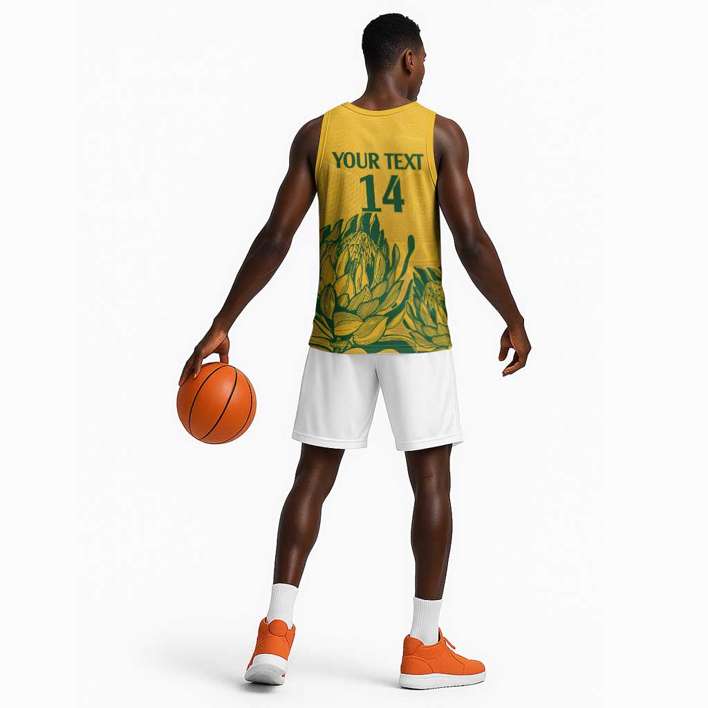 Custom South Africa Cricket Basketball Jersey 2024 African Pattern Go Proteas LT14