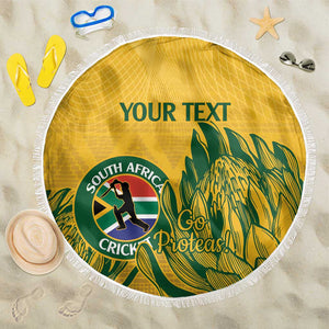 Custom South Africa Cricket Beach Blanket 2024 African Pattern Go Proteas