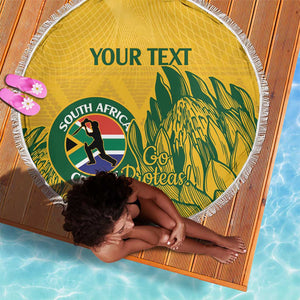 Custom South Africa Cricket Beach Blanket 2024 African Pattern Go Proteas