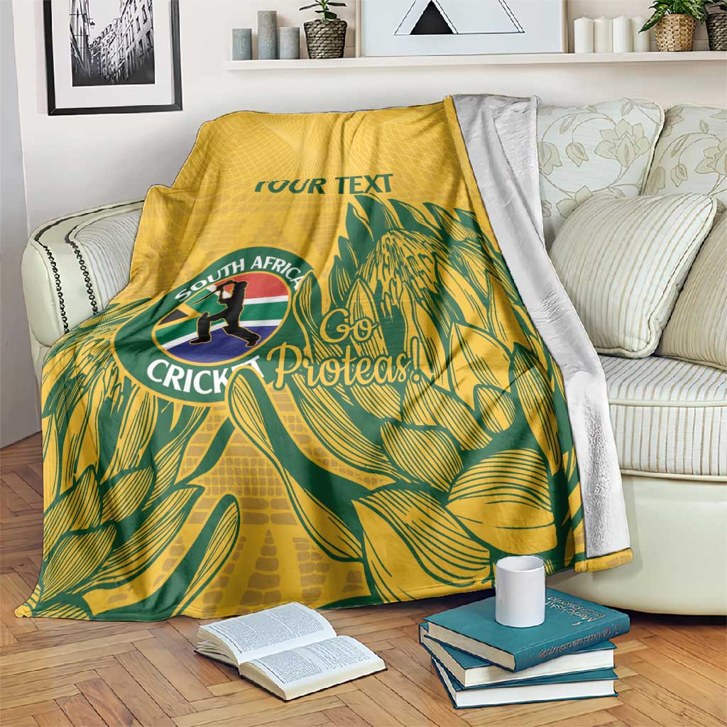 Custom South Africa Cricket Blanket 2024 African Pattern Go Proteas