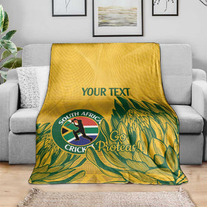 Custom South Africa Cricket Blanket 2024 African Pattern Go Proteas