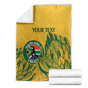 Custom South Africa Cricket Blanket 2024 African Pattern Go Proteas