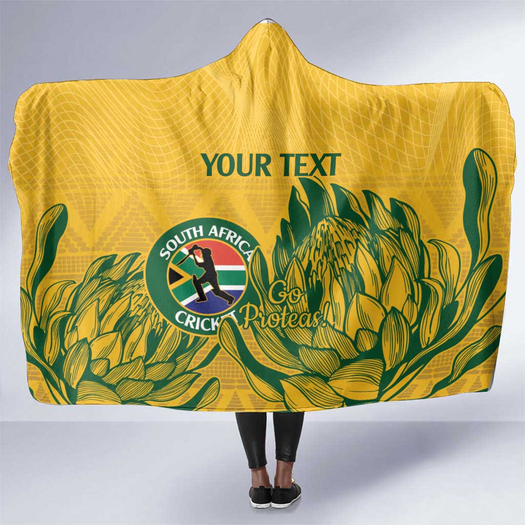 Custom South Africa Cricket Hooded Blanket 2024 African Pattern Go Proteas