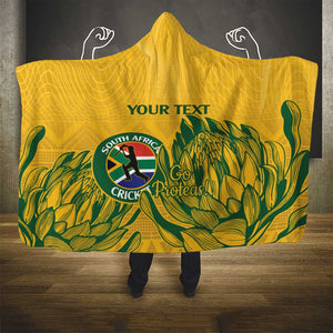 Custom South Africa Cricket Hooded Blanket 2024 African Pattern Go Proteas