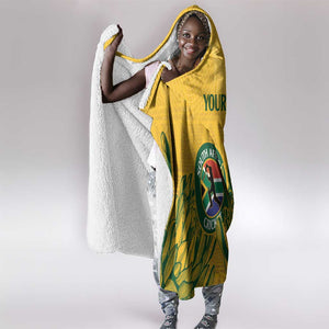 Custom South Africa Cricket Hooded Blanket 2024 African Pattern Go Proteas