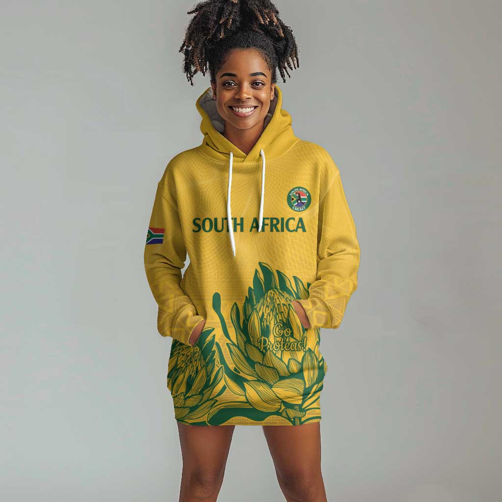 Custom South Africa Cricket Hoodie Dress 2024 African Pattern Go Proteas