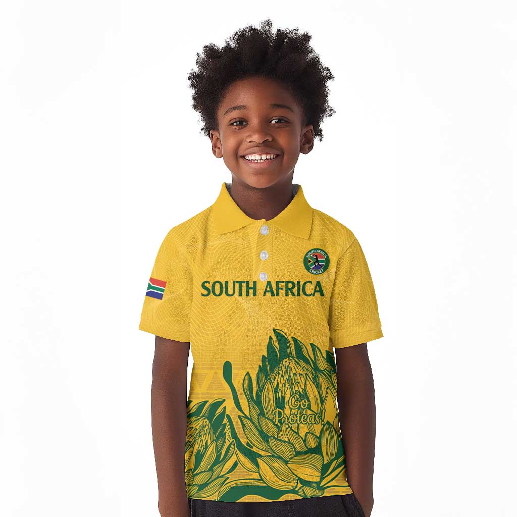 Custom South Africa Cricket Kid Polo Shirt 2024 African Pattern Go Proteas