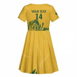 Custom South Africa Cricket Kid Short Sleeve Dress 2024 African Pattern Go Proteas