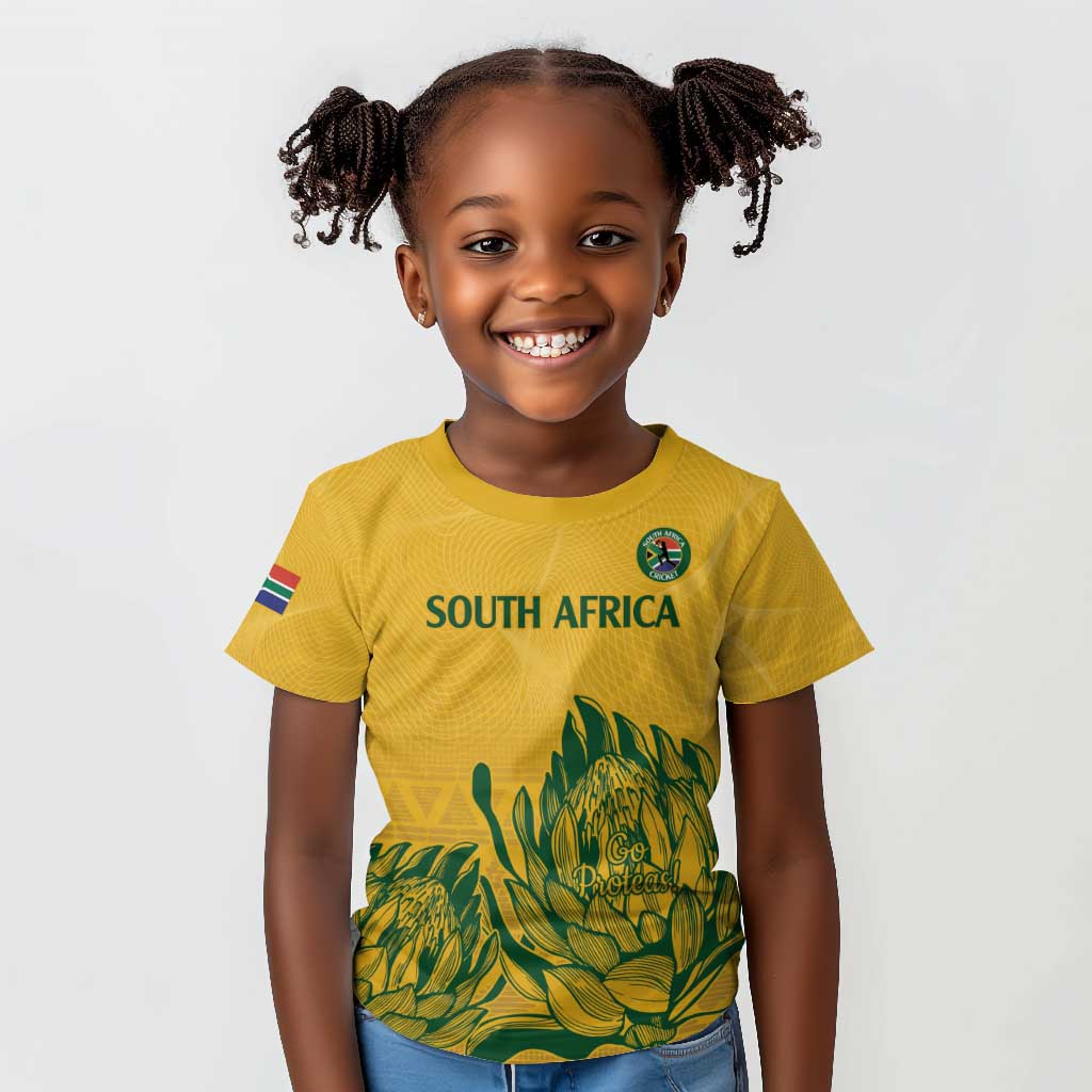 Custom South Africa Cricket Kid T shirt 2024 African Pattern Go Proteas